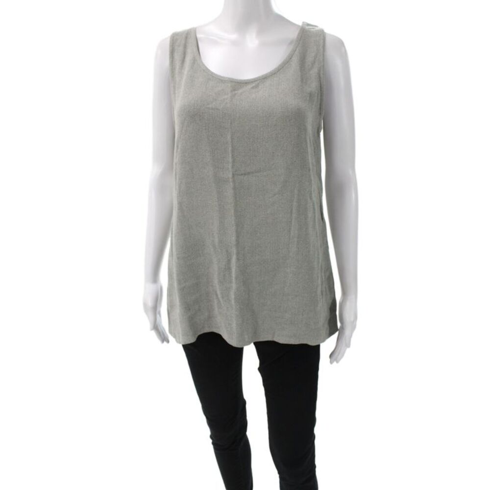 Laurel Womens Gray Cotton Lace Sleeveless Round Neck Tank Size 42
